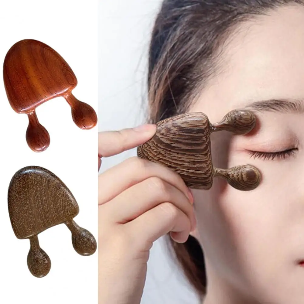 Meridian Comb Round Edges Muscle Relaxation Pressing Acupoints 2 Teeth Head Eye Pressure Relief Wooden Massage Comb Home Supply