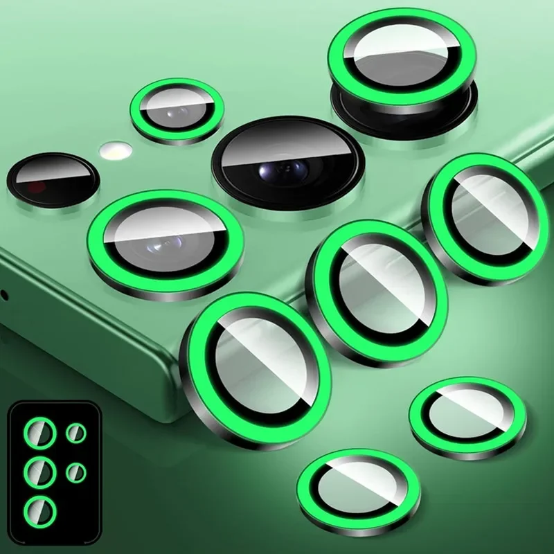 Luminous Metal Ring Glass Camera Lens Protector - Night Light Enhanced