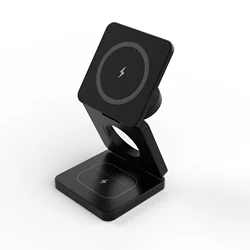 3 - in - 1 15W Magnetic Wireless Fast Charger with Folding Design (Qi1 - Black)