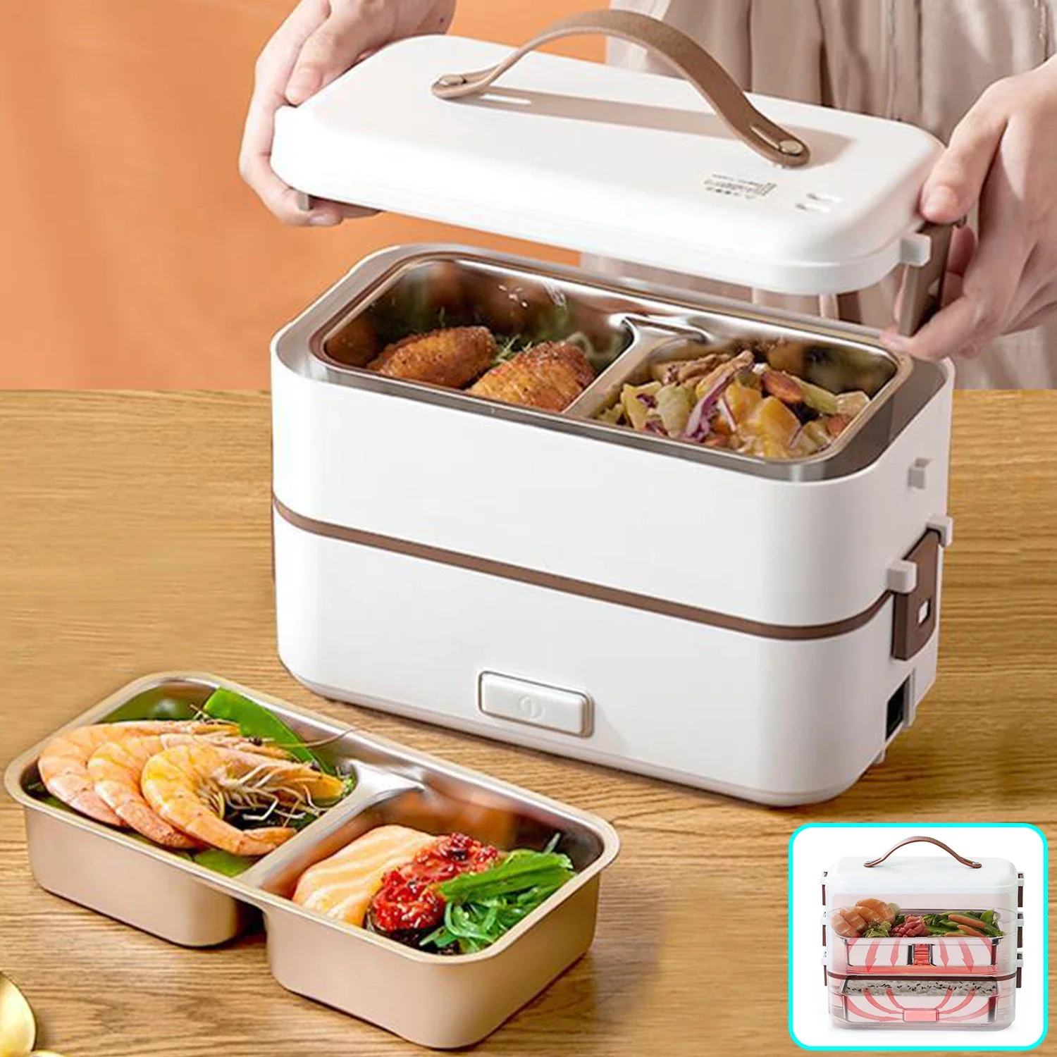 

Lunch Box Electric,Heated Thermal Lunch Box,Multilayer Layers Portable Food Warmer LunchBox for Car,Truck,Office Workers,Student