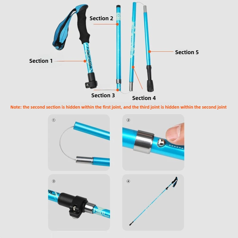 2Pcs Ultralight Trekking Poles Walking Sticks Hiking Canes Folding Aluminum Walking Pole Nodic Walking Sticks
