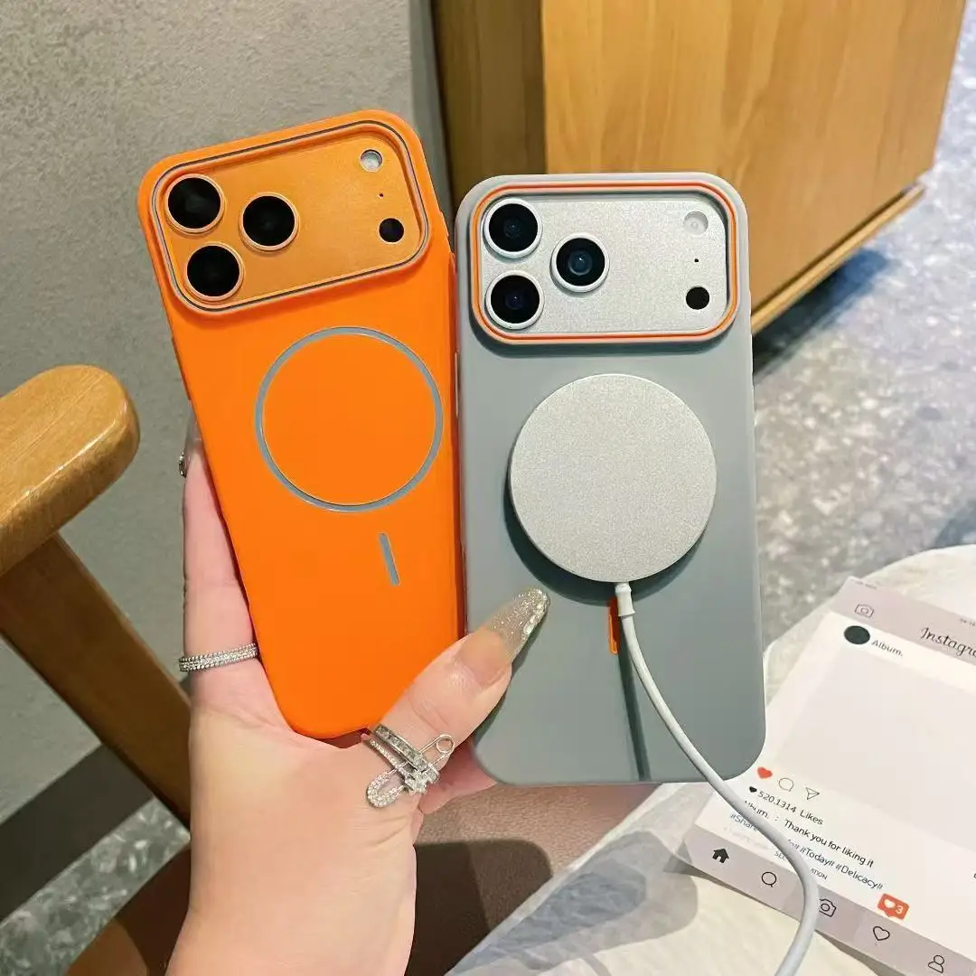 Luxury Matte Magnetic Phone Case with Wireless Charging and Shockproof Protection