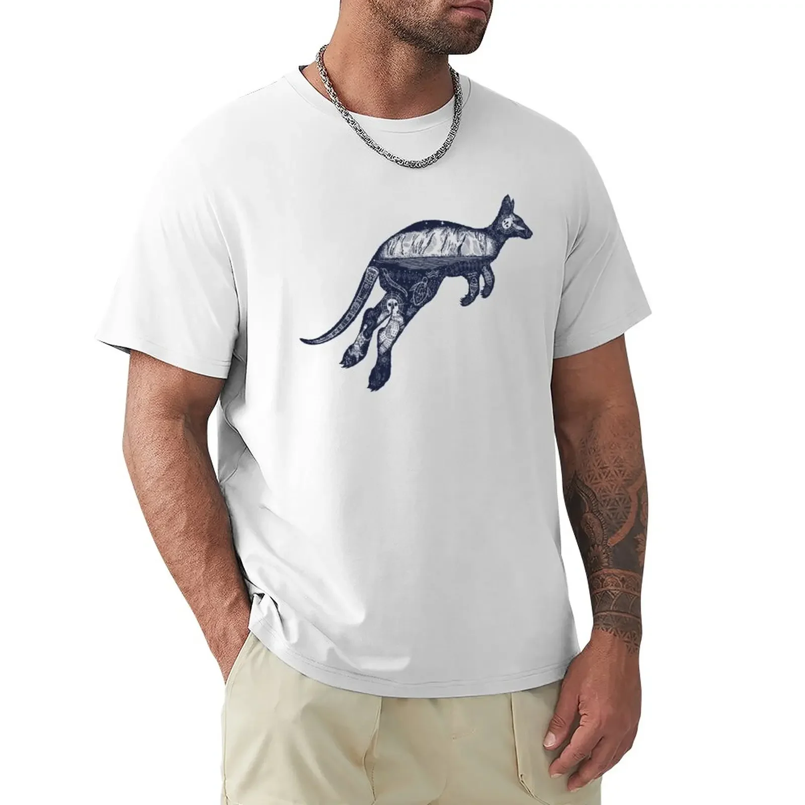 

Kangaroo double exposure T-Shirt anime summer tops mens graphic t-shirts funny