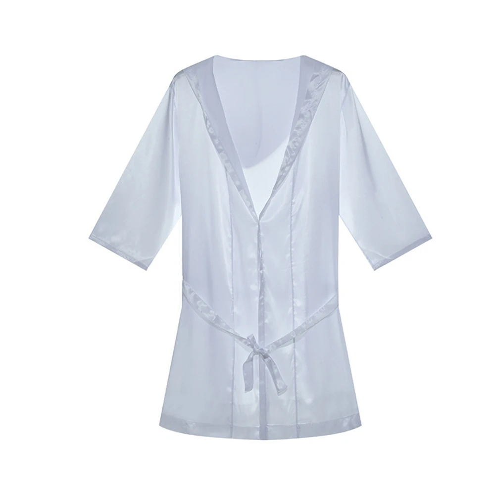 

Men's Hooded Robes Loose Satin Silk Like Summer Bathrobe Pajamas Sleepwear Gown Bath Robe Nightwear Kimono Robe