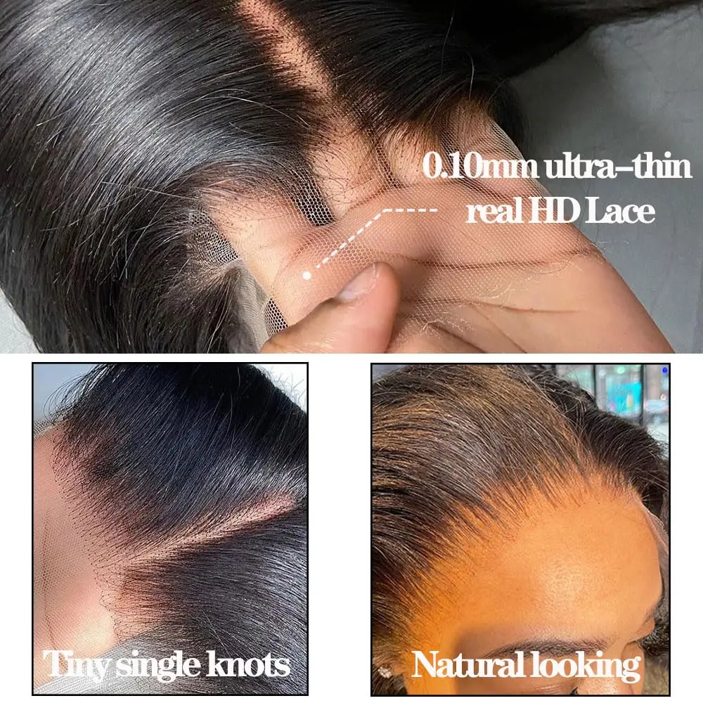 Body Wave 2x6 HD Lace Closure Human Hair Tiny Knots Real Invisible 13x4 HD Lace Frontal Human Hair Ear to Ear Full Density