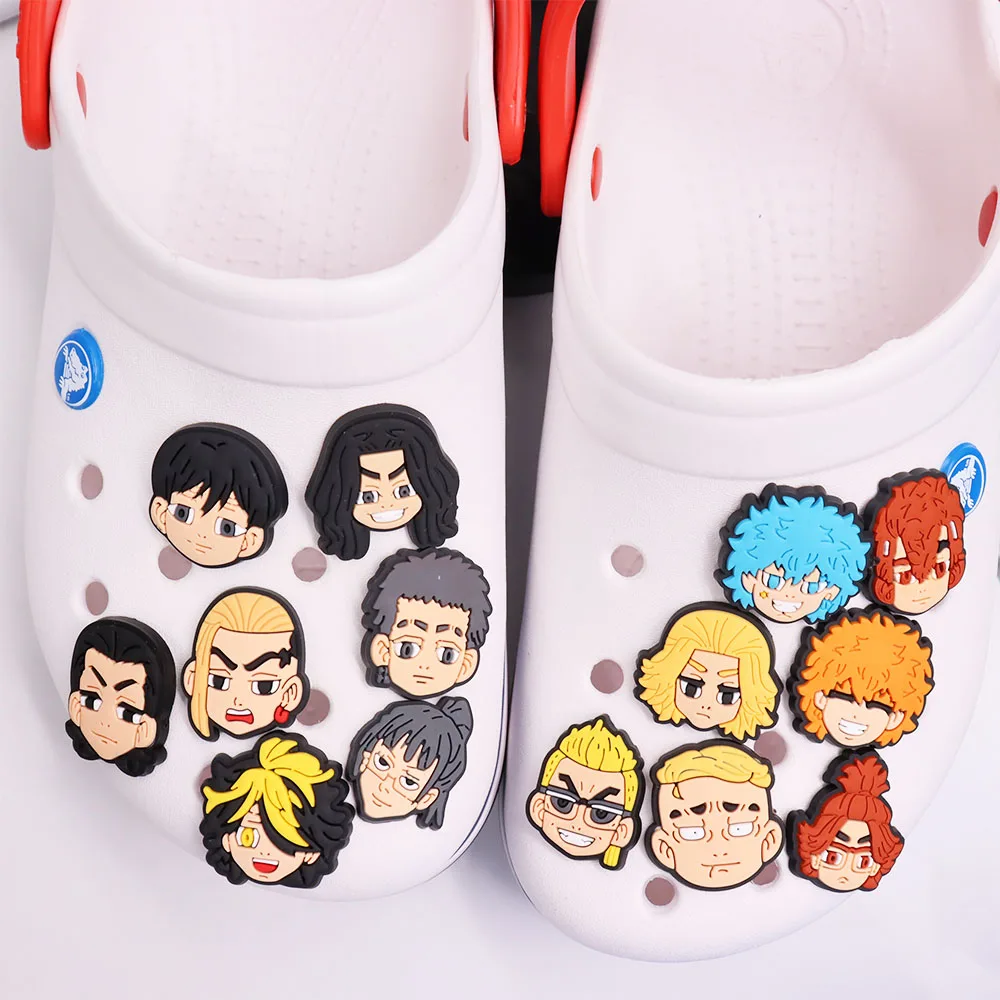 

Wholesale 50pcs PVC Shoe Charms Cartoon Anime Blonde Haired Boy Accessories Kid Shoe Ornament Fit Croc Jibz DIY Party Gift