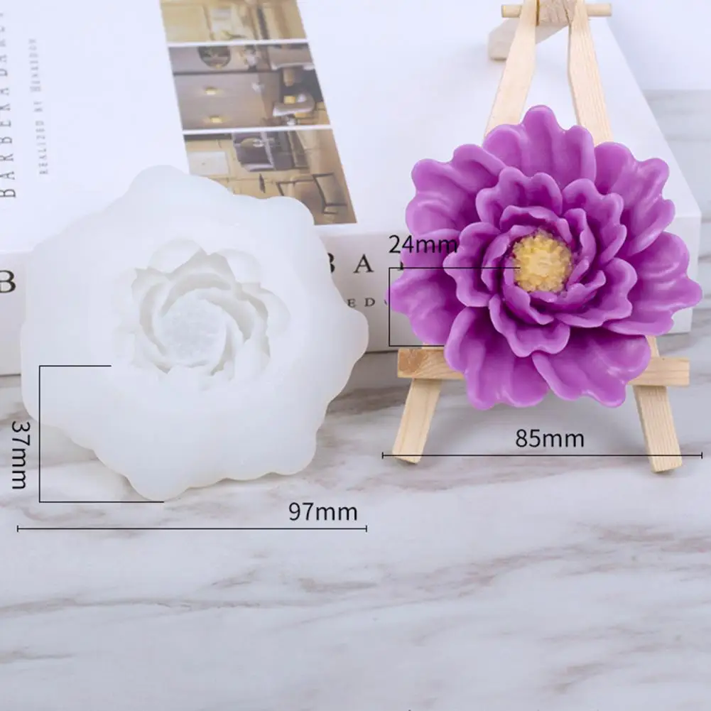 

Thanksgiving Cake Mold Thanksgiving Baking Supplies Flexible Flower-shaped Candle Chocolate Molds with Detailed Peony for Soap