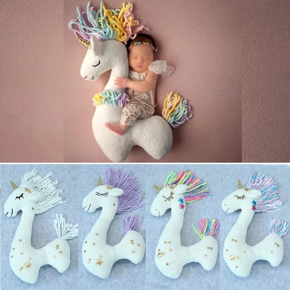 Horse Newborn Posing Pillow Decoration Handmade Props Baby Kids Photo Props Accessories Baby Unicorn For Photo Prop Animal Toy