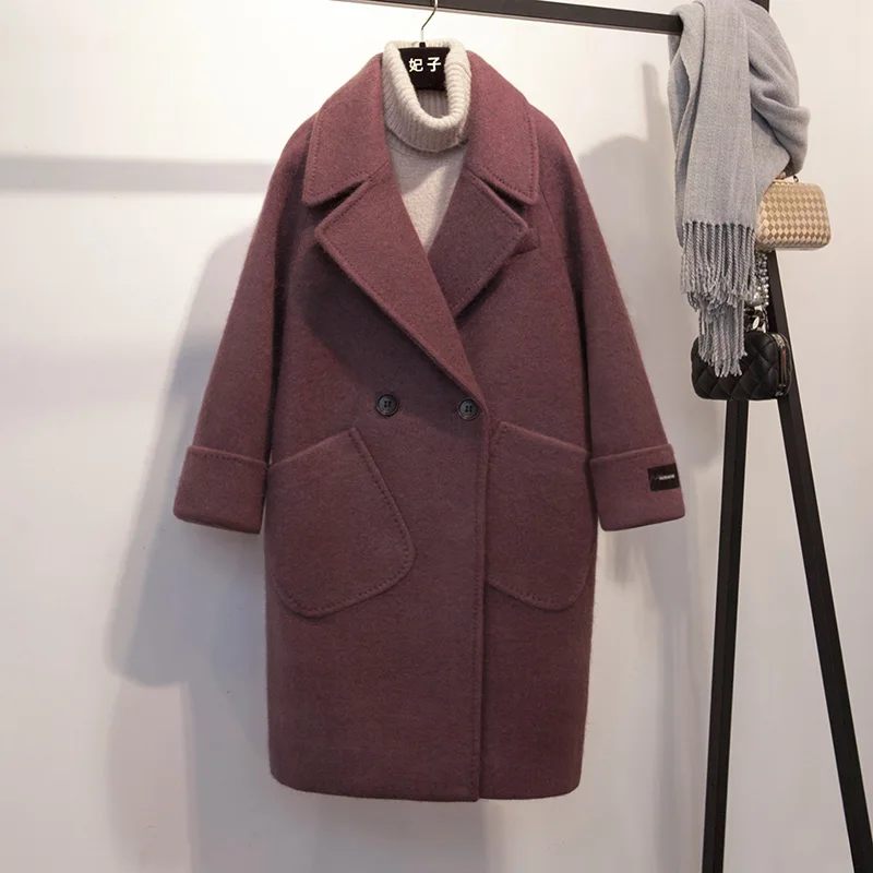 

Concubine Type Woolen Coat for Women's Autumn/Winter New Loose and Slim Style Mid length Woolen Coat