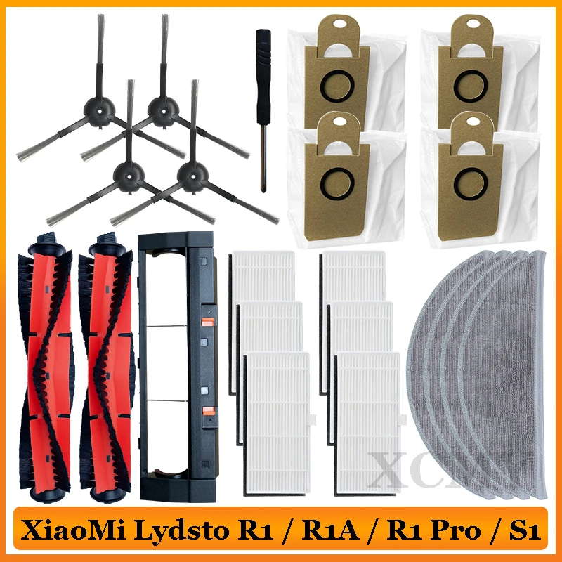 para Xiaomi Lydso R1r1ar1 Pros1 Peças de Aspirador Robô Principal Lateral Escova Hepa Filtro Mop Pano Poeira Bin Bolsa de Poeira