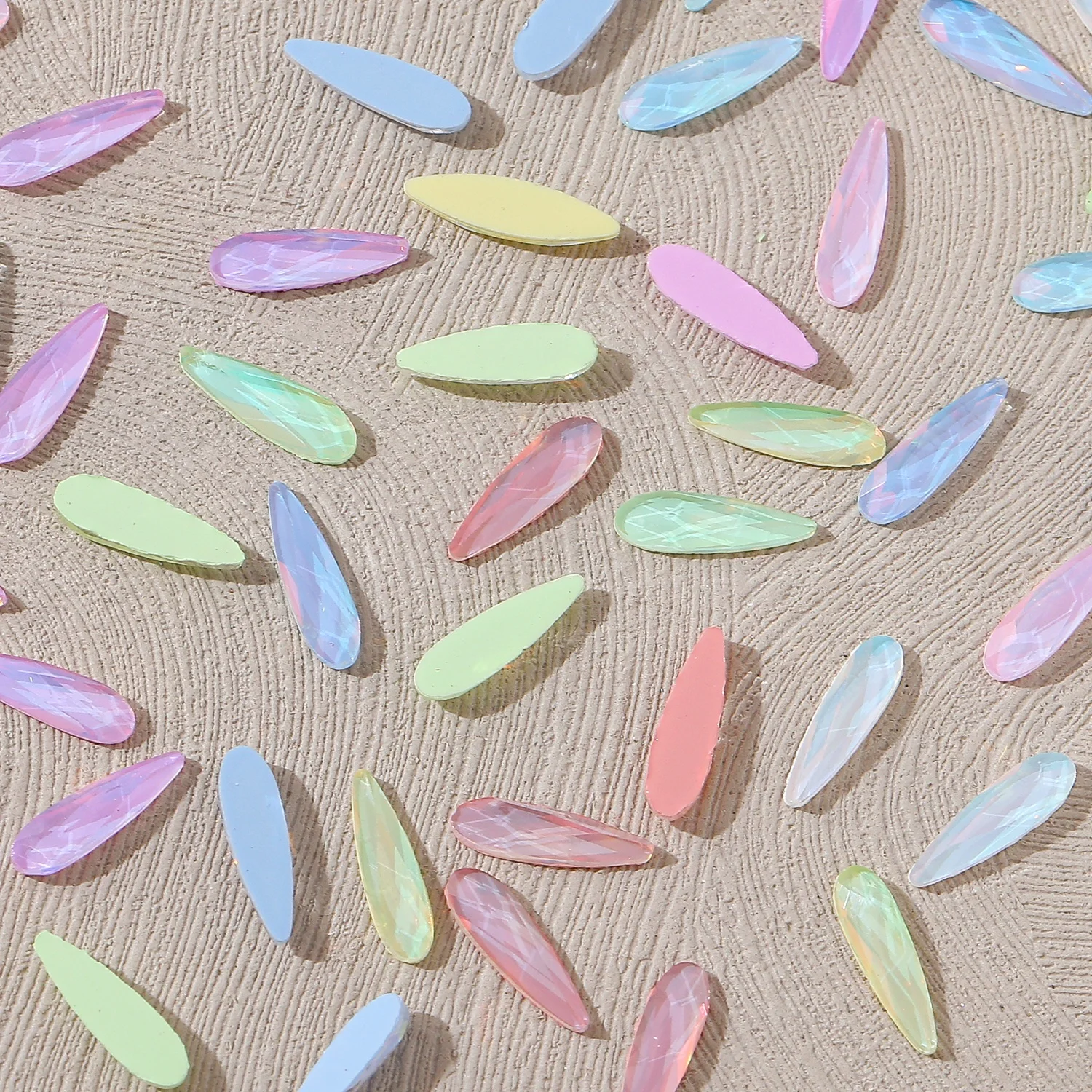 Opal Mokka 3x10mm tropfen förmige Großhandel flache Boden Nail Art Strass selbst klebende glänzende Glas Kristall 3D Nagel dekoration – Detail 1