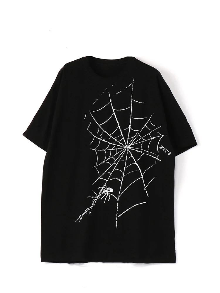 

Spider Web Dark Style Short Sleeve T-Shirt Unisex Clothes Yohji Yamamoto T-Shirts For Man Tops Loose O-Neck Oversize Tees Women