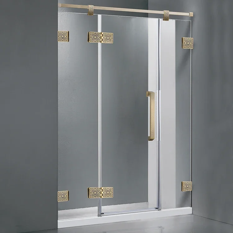 Factory Direct Transparent Tempered Glass Metal Frame Bathroom Stainless Steel Hardware Hinges Shower Door