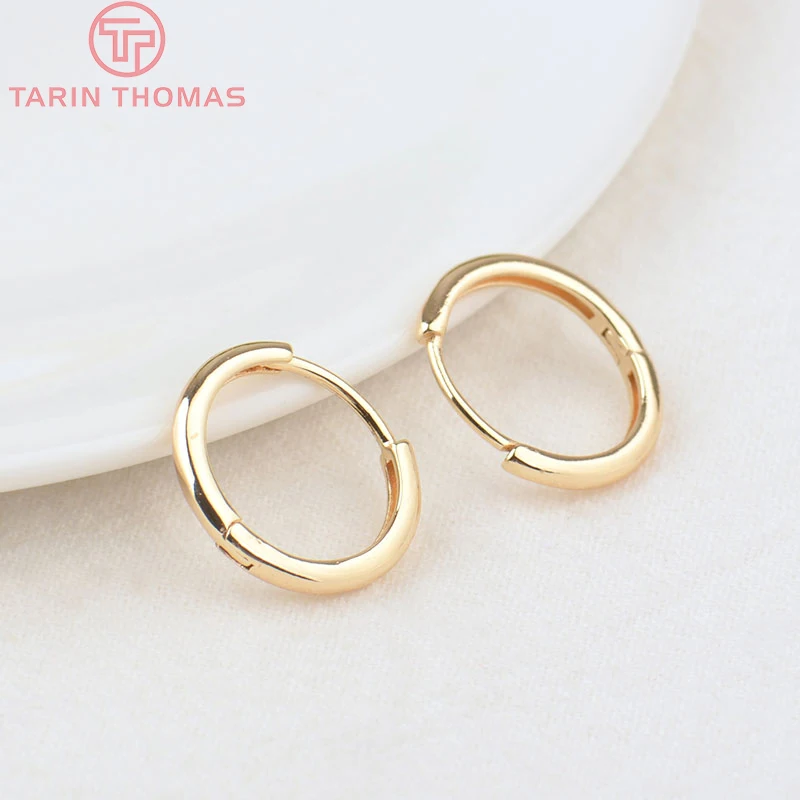 

(1966)6PCS 12MM 14MM 16MM 24K Gold Color Brass Round Earring Hoop Earrings Clasps High Quality DIY Jewelry Making Findings