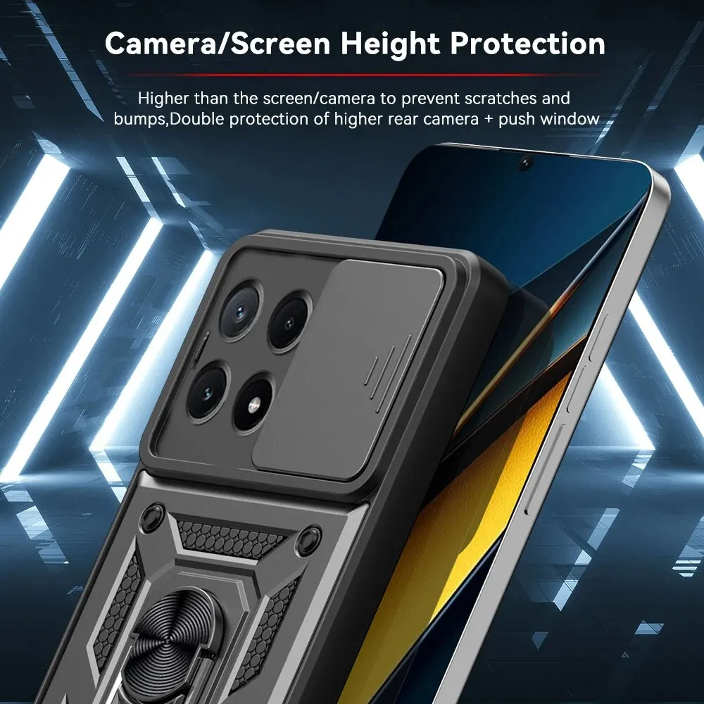 Shockproof Armor Case with Car Magnetic Holder Ring and Camera Protection