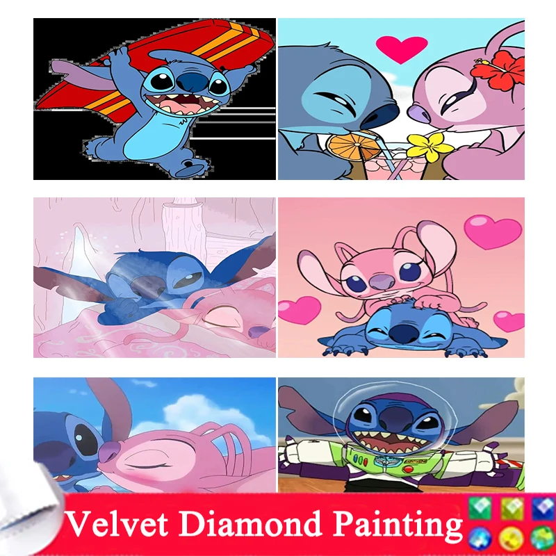 Diamond Painting Ab Rhinestones Stitch  Diamond Painting Disney Stitch  Square - Diamond Painting Cross Stitch - Aliexpress