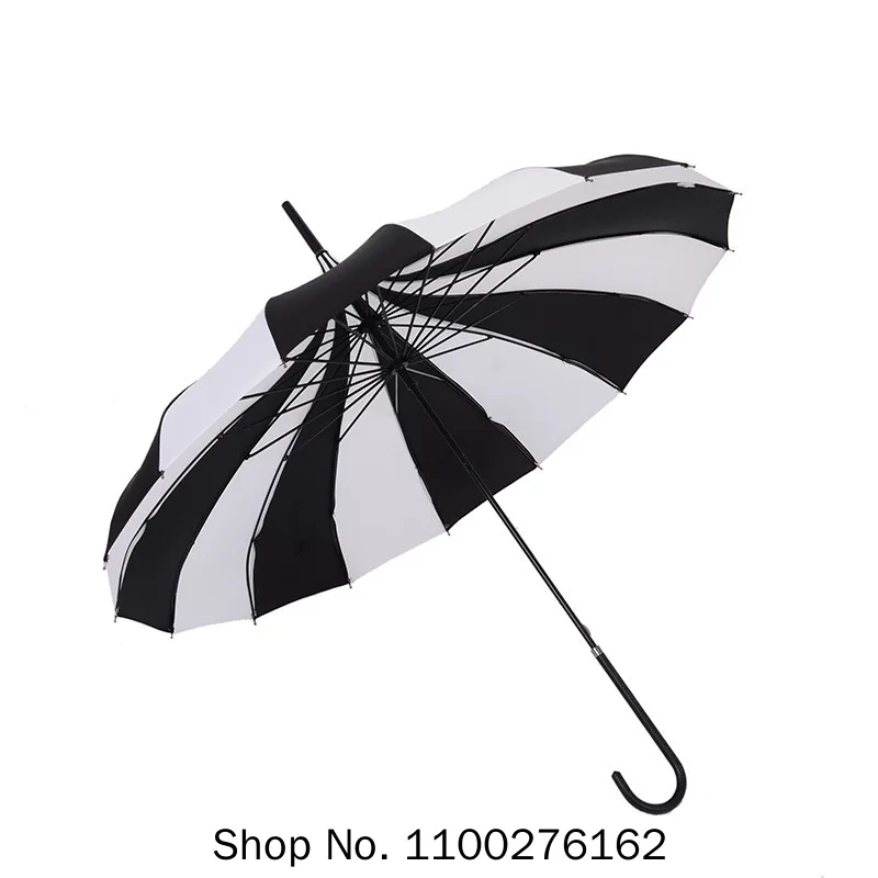 10pcs Creative Design Black And White Striped Golf Umbrella Long