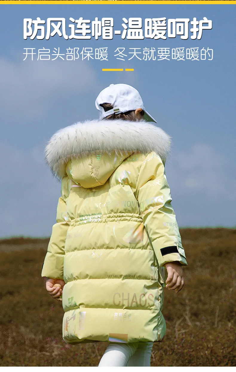 OLEKID 2025 Winter-Daunenjacke für Mädchen, waschfrei, glänzend, Teenager-Mädchen-Jacke, Mantel, 5–12 Jahre, Kinder, Parka, Mädchen-Oberbekleidung, Mantel – Detail 3