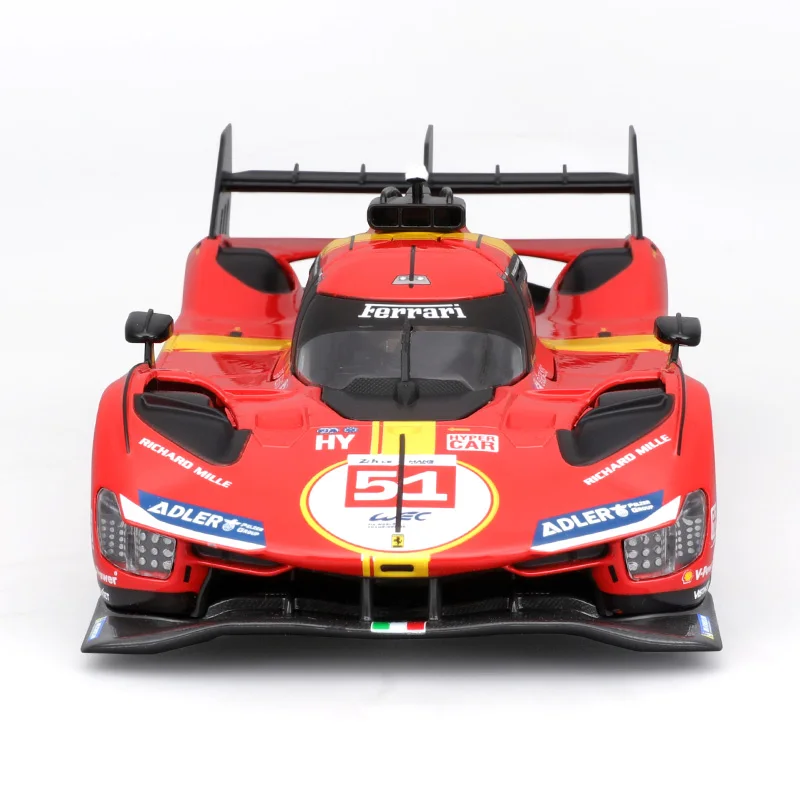 Bburago 1:24 24H Le Mans 랠리 페라리 499P 51 챔피언 다이캐스트 레이싱 카 모델, 차량 장난감 컬렉션, 어린이 선물