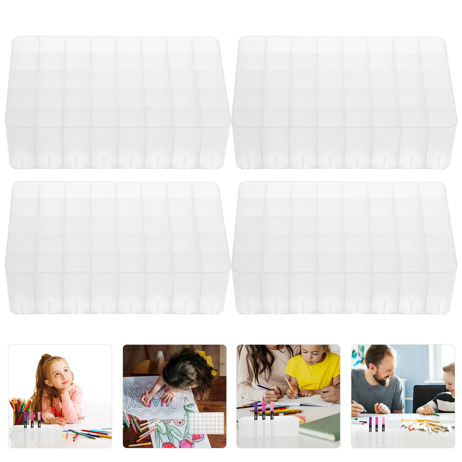 

4 Pcs Marker Storage Box Markers Container Organizer Desktop Pen Holder Plastic