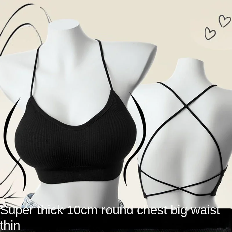2025 New 10cm Extreme Push Up Bra for Flat Chest Wireless Ultra Thick Padded Bralette Seamless Closed Cup Small Breast Lingerie 2
