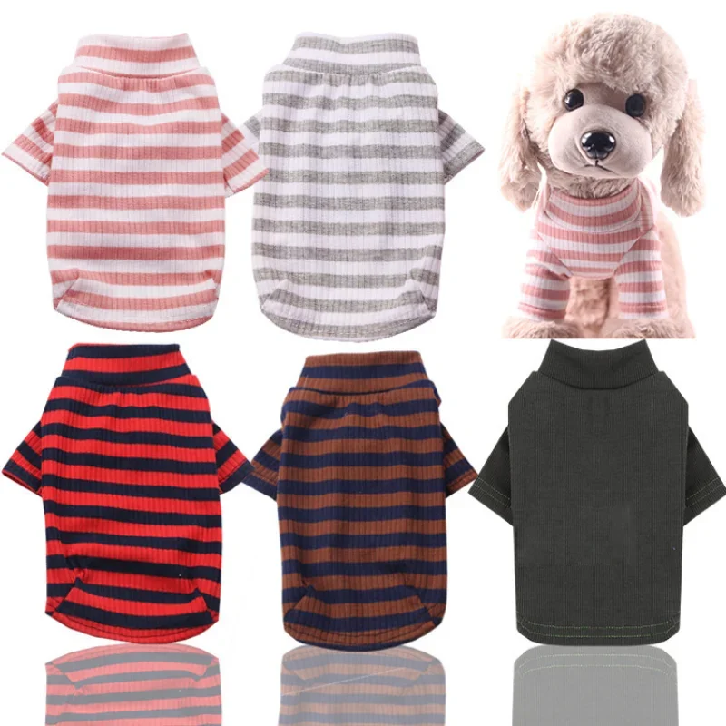 Pet Stripe Cotton Undercoat Cat Dog Elastic T-Shirt Kitty Puppy Body Fashion Stripe Shirt Four Seasons Pet Clothing