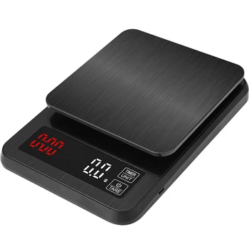 타이머가 있는 정밀 전자 주방 저울, LCD 디지털 드립 커피 저울, 무게 균형, 가정용 저울, 5kg, 0.1g, 10kg, 1g