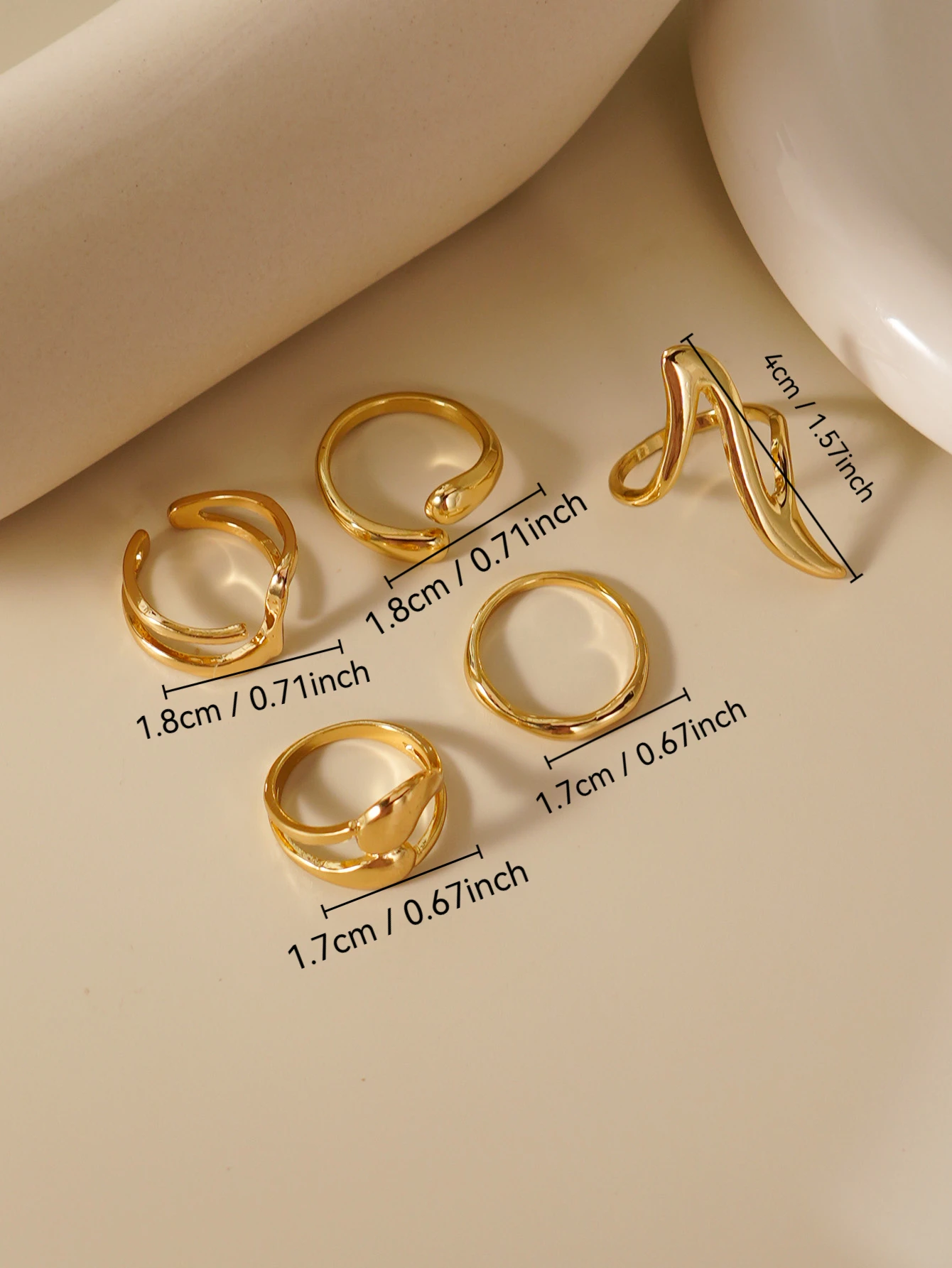 Punk Geometric Smooth Ring Set - Fashionable Daily Jewelry Accessory