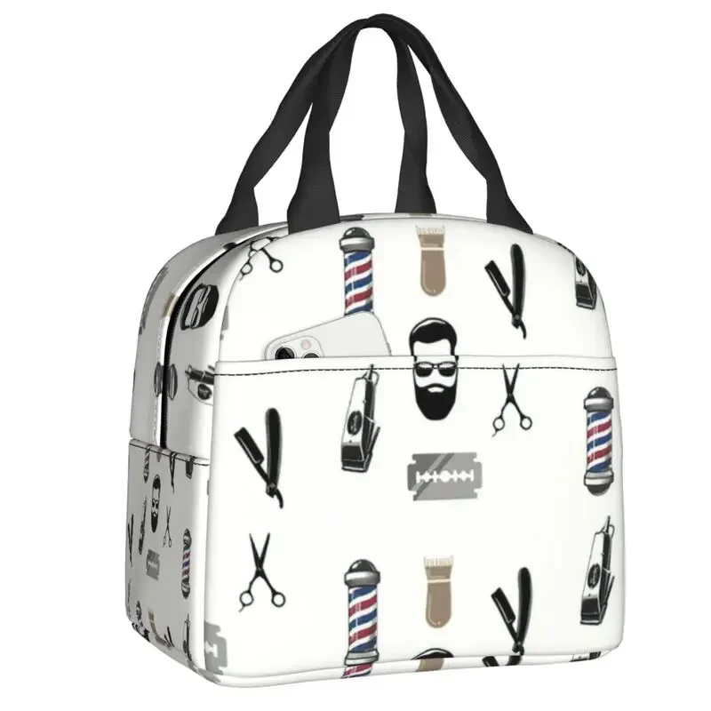 

Barber Hairdresser Tool Pattern Thermal Insulated Lunch Bag Women Lunch Tote for Work School Travel Food Bento Box