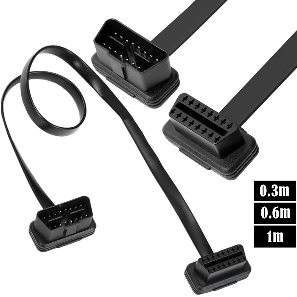 

Кабель-удлинитель OBD2 штекер-гнездо, плоский кабель-удлинитель OBD локтя с GPS-отслеживанием ELM327, 8-ядерный кабель для осмотра автомобиля