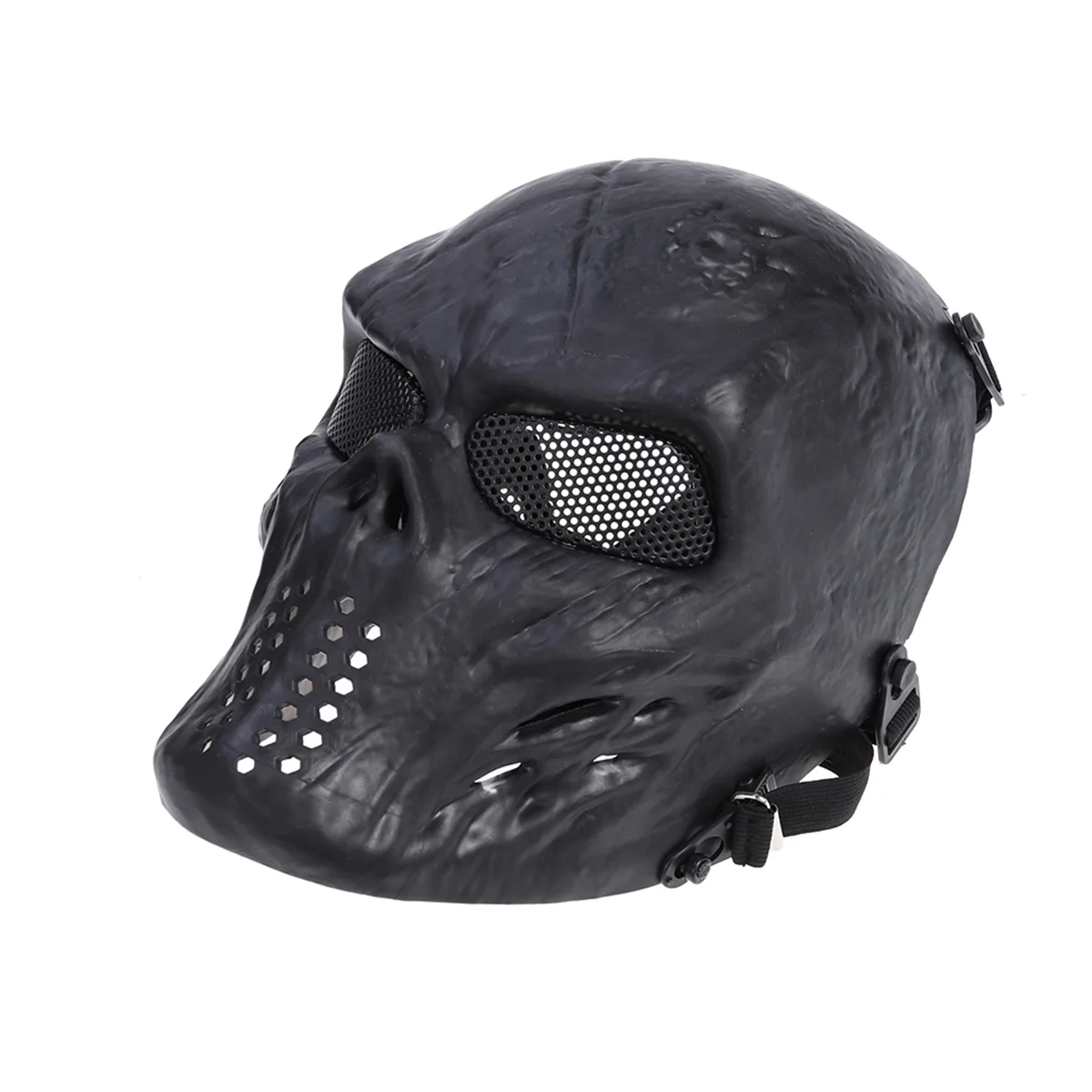CS Field Mask Halloween Party Costume Mask Adjustable Combat Protective Face Ear Protection Conquer (Black)