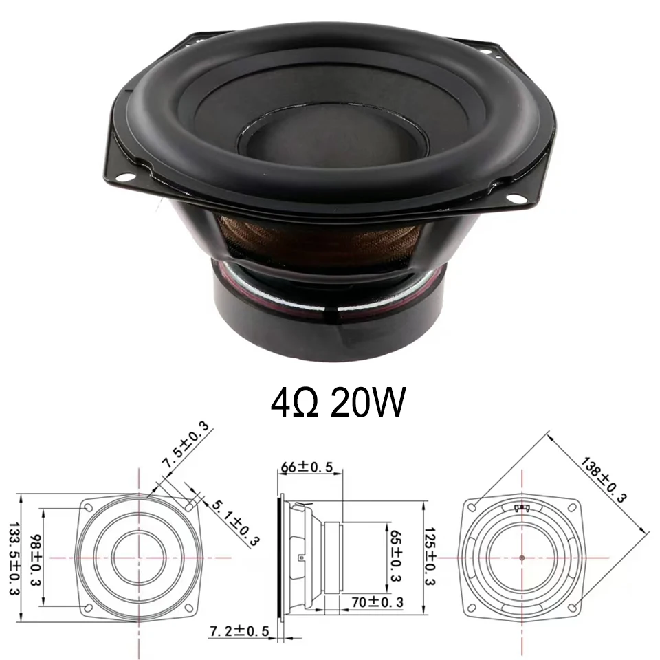 5.25 Inch HiFi Woofer Speakers - Powerful Subwoofer Loudspeaker for Home Theater & Bookshelf Audio Systems