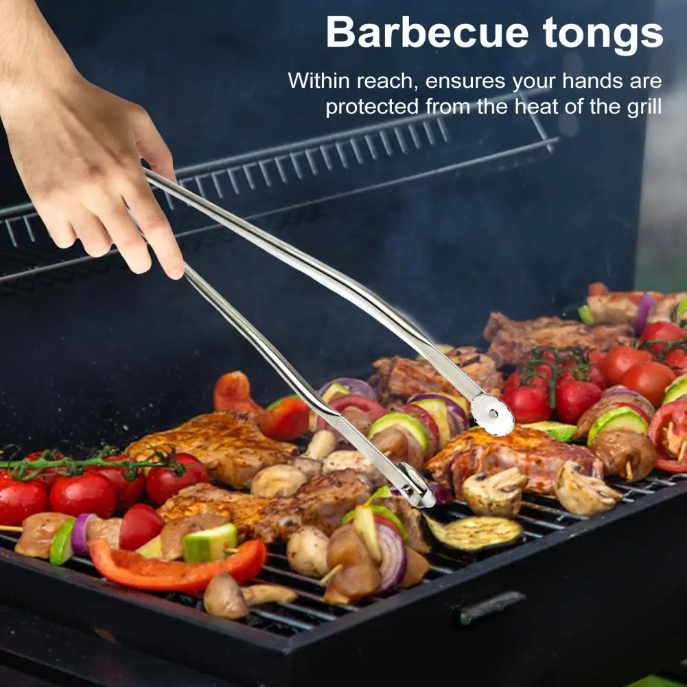 

30/40/50cm BBQ Tongs Stainless Steel Sausage Turning Grill Clips For Steak Meat Long Handle Grill Flipping Kitchen Cooking Tongs