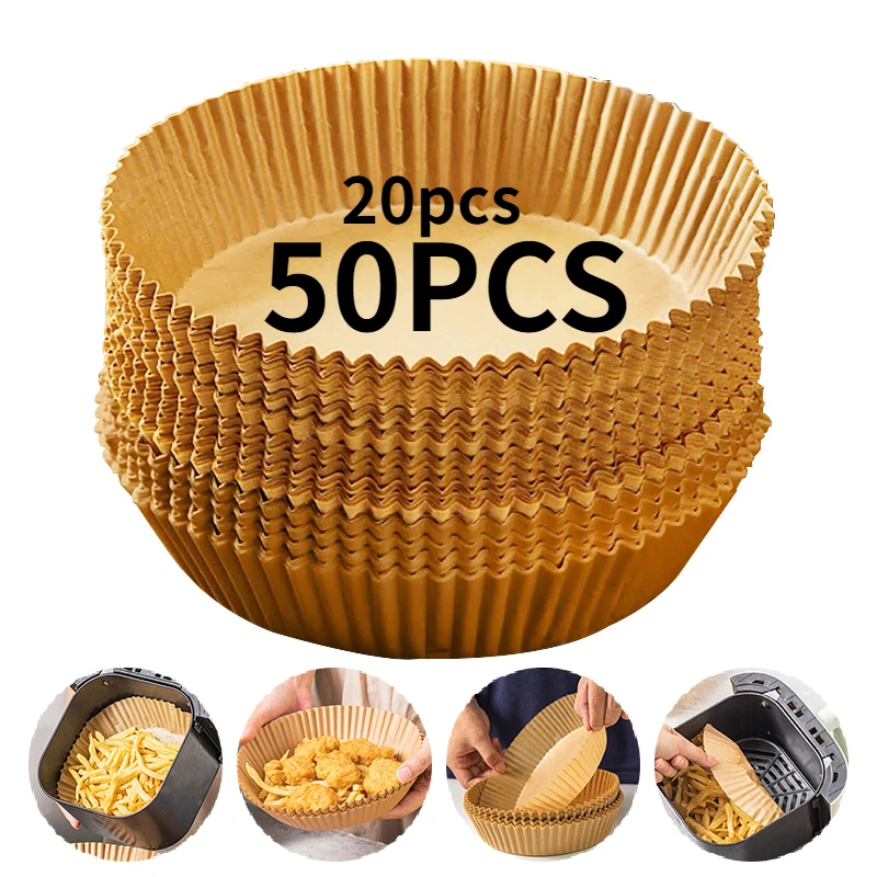 50/20PCS Air Fryer Paper Trays 16/20CM Airfryer Baking Paper Molds Oil