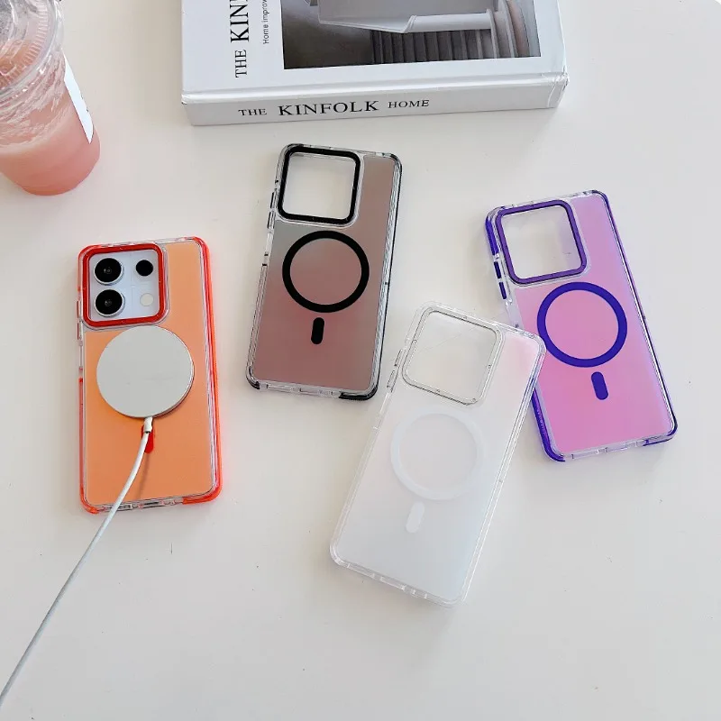 Luxury Metal Lens MagSafe Phone Case with Wireless Charging and Discolour Cover