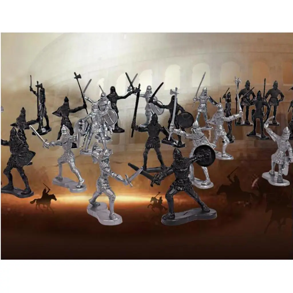 28Pieces Middle Ages Medieval Figures Knight & Army 