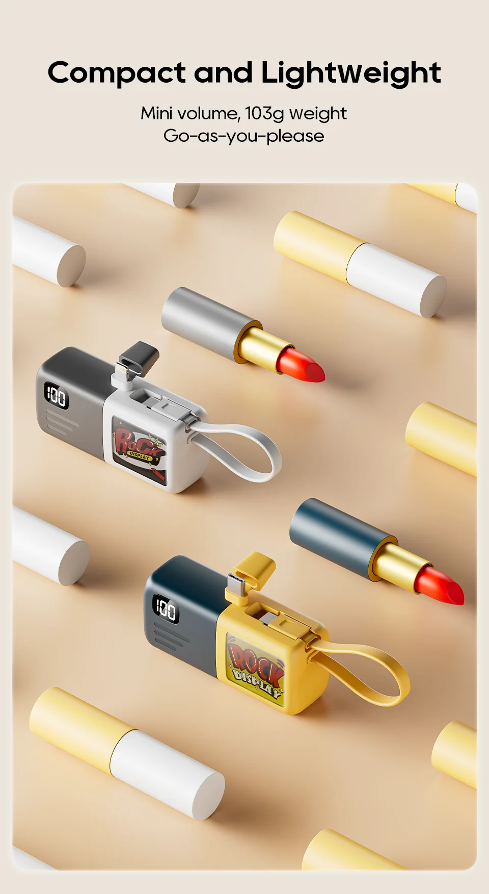 Shaking Capsule Power Bank 5000mAh With Cable Kuulaa