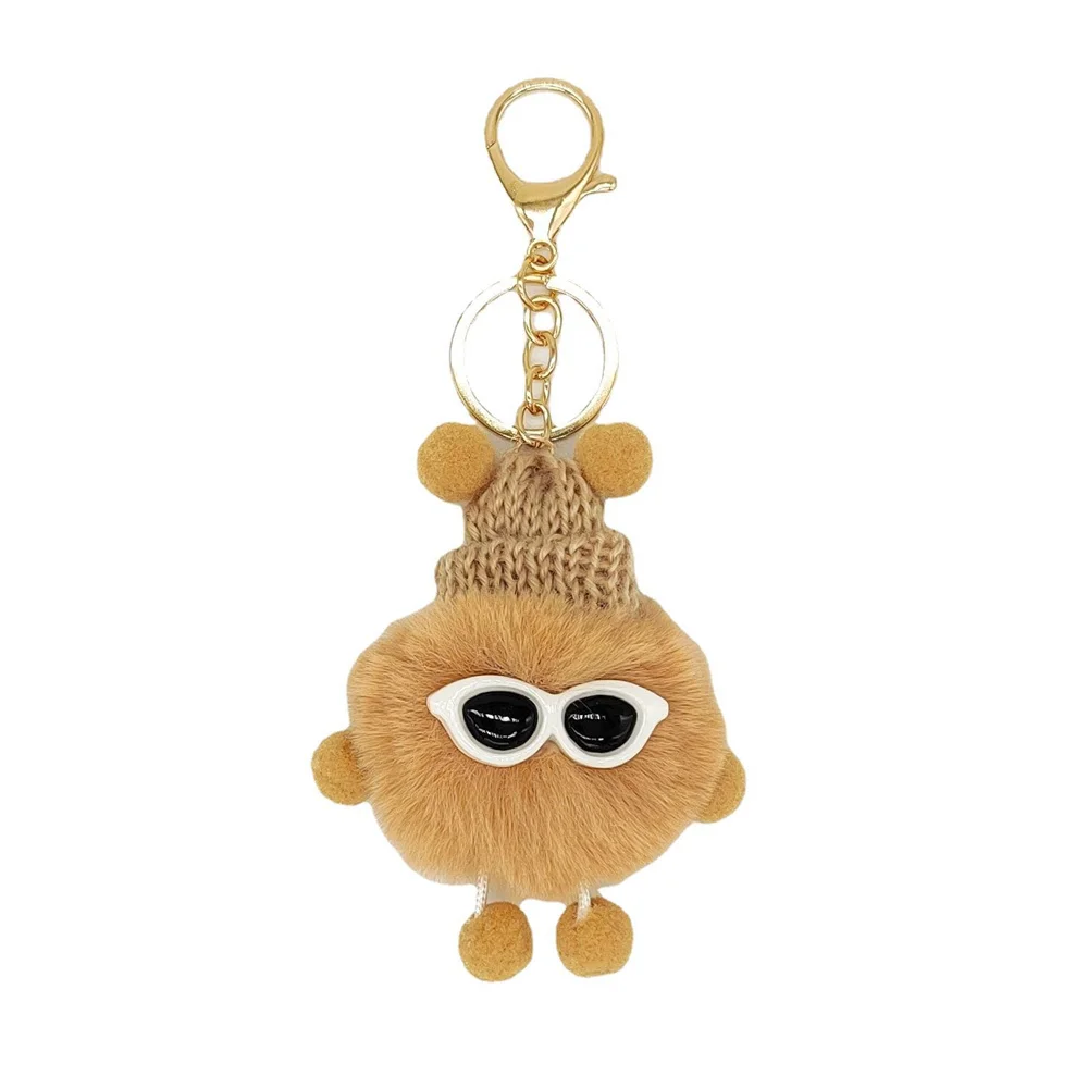 Rex Rabbit Hair Small Coal Ball Keychain Spirit Cute Plush Doll Pendant Accessory colourful Coal Ball Car Bag Keyring Ornamrnts