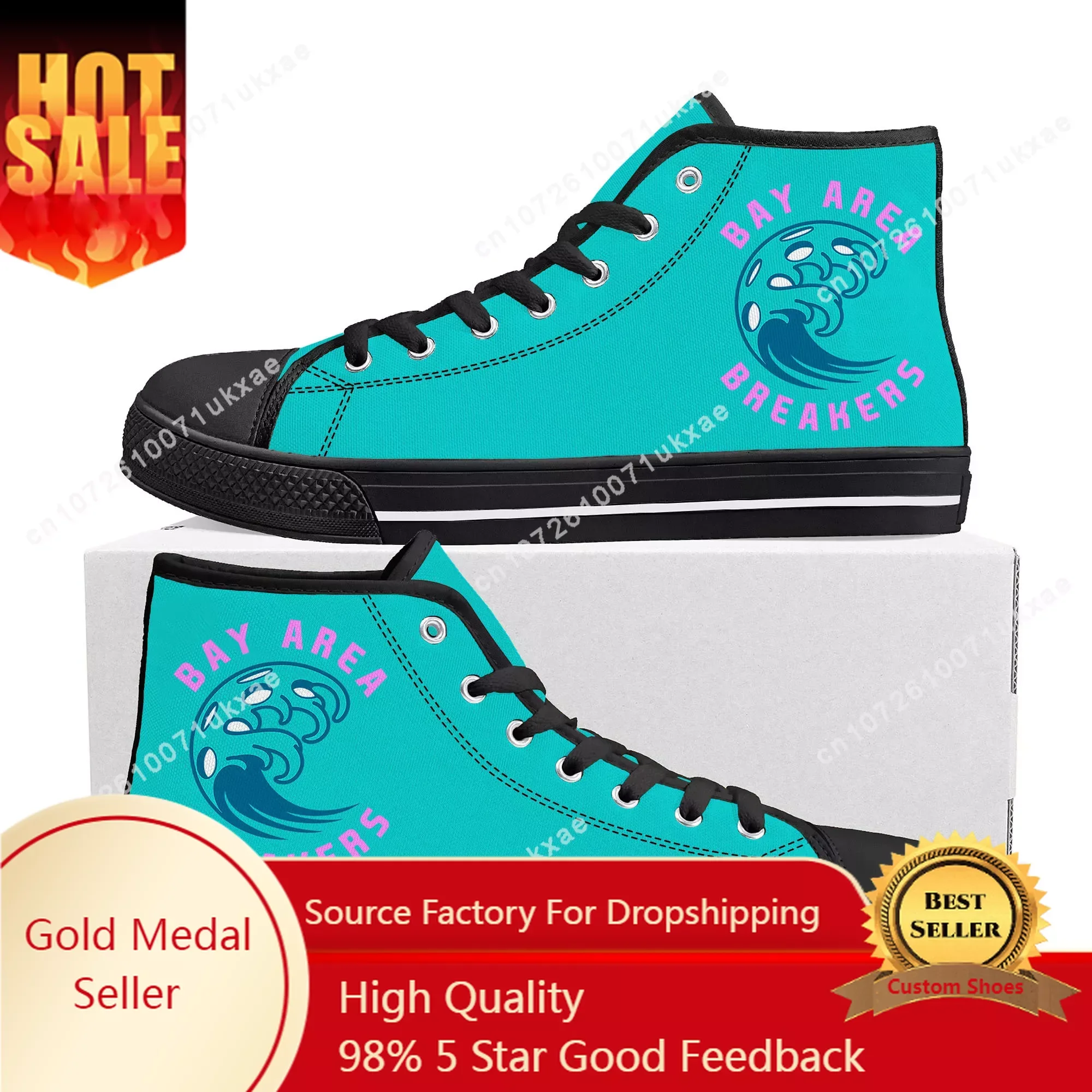 

BAY AREA BREAKERS pickleball High Top Sneakers Mens Womens Teenager Canvas High Quality Sneaker Casual Custom Made Shoes DIY