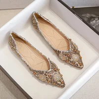 Pointed Toe Women Flat Rhinestones Loafers Autumn Rivets Classic Ladie Flats Shoes Women's Ballet Flats Soft Boat Shoes 2023 1
