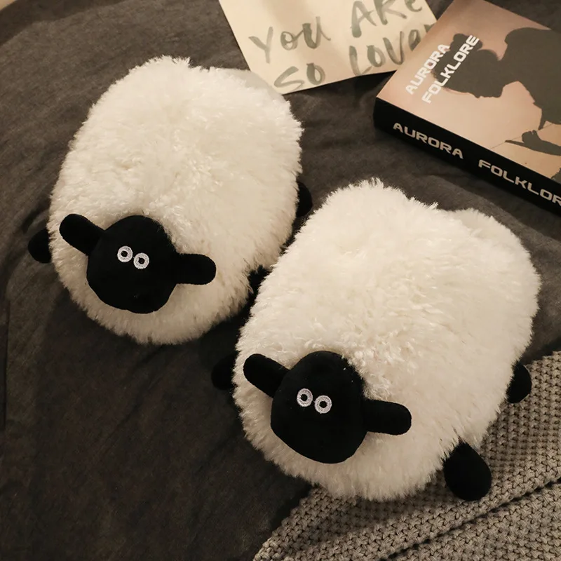 Winter Funny Sheep Slippers for Womens Girls Gift Flurry Slides Women Floor Design Slippers Female Home Slipper 2023 New Arrival