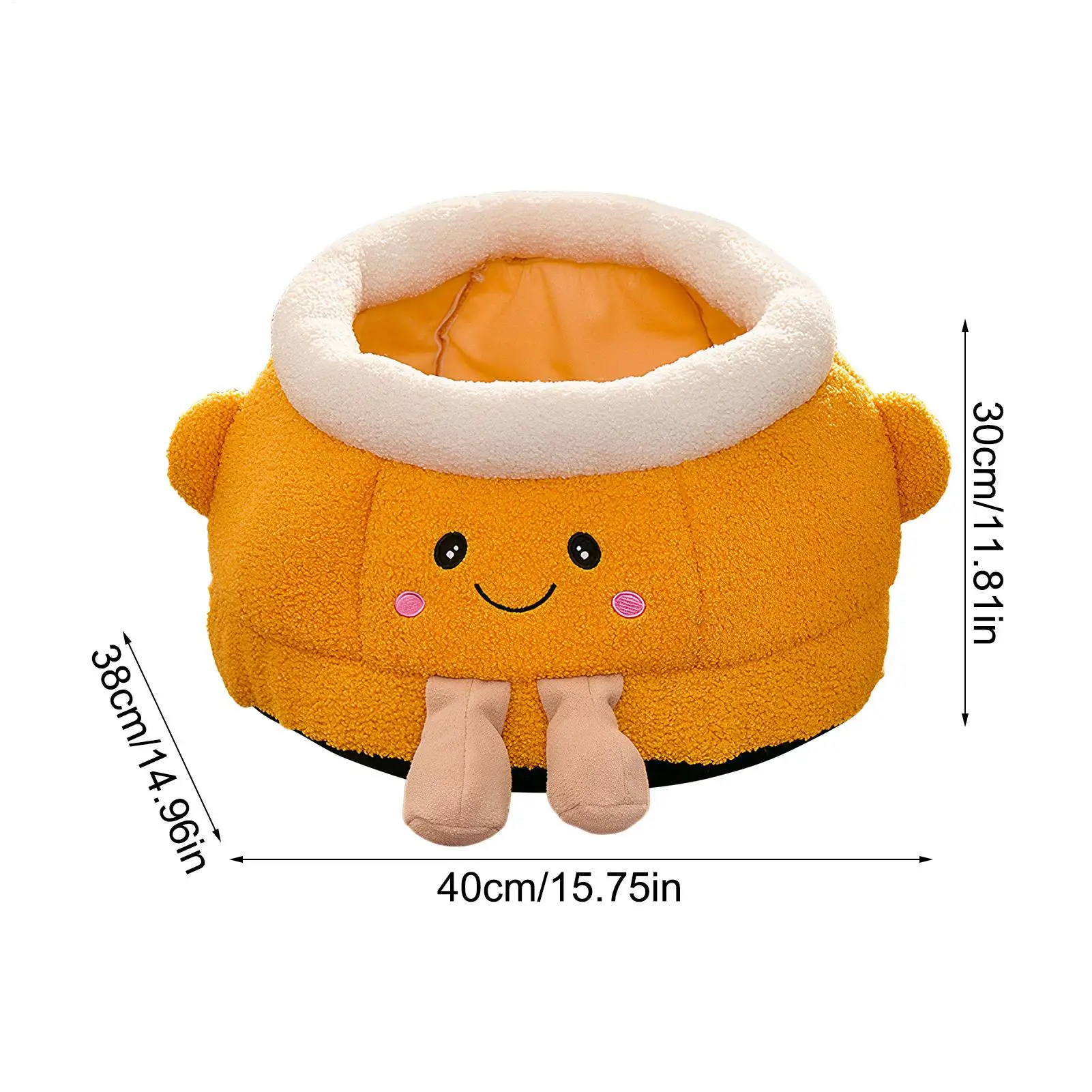 Cat Bed House Warm Orange Shaped Cute Soft Dog Supplies Cat Tent Bed For Outdoor Winter Travel Car Camping Desk Bedside Window