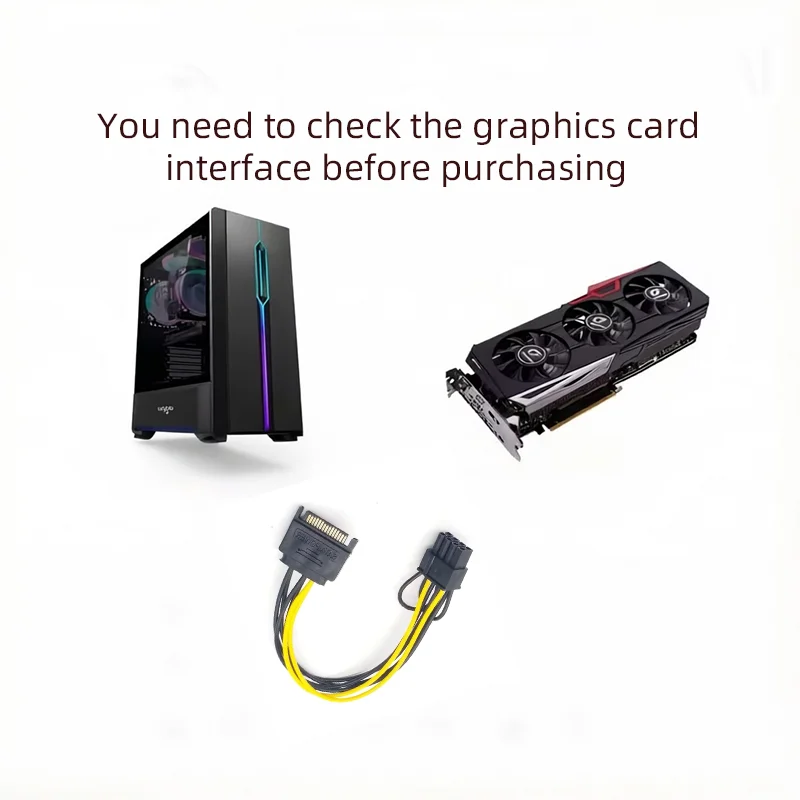 SATA 15핀-8핀 6+2 케이블 분배기 그래픽 카드 전원 라인 비디오 카드 변환기 와이어 어댑터 GPU 6핀+2핀 연장 코드