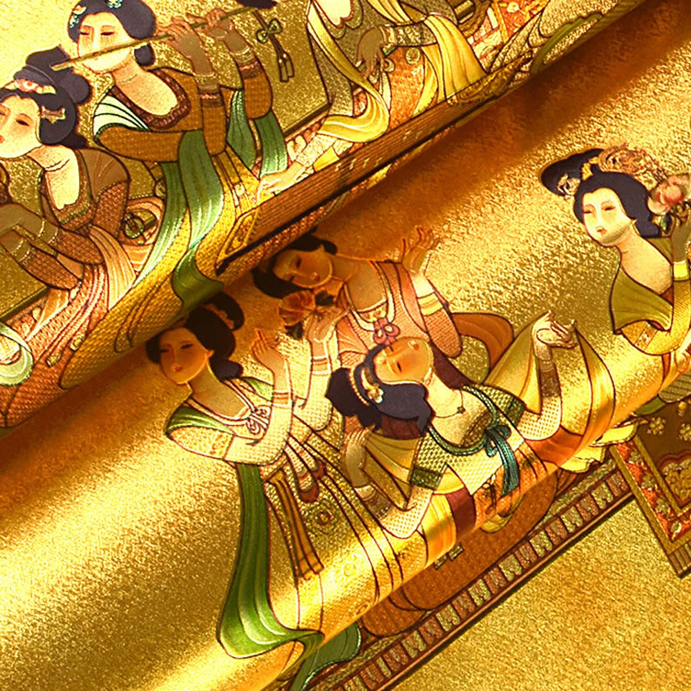 

Golden Lady Figure Gold Foil Wallpaper Non Self-adhesive Chinese Classical Mural Living Room Hotel Home Decoration Wall Sticker