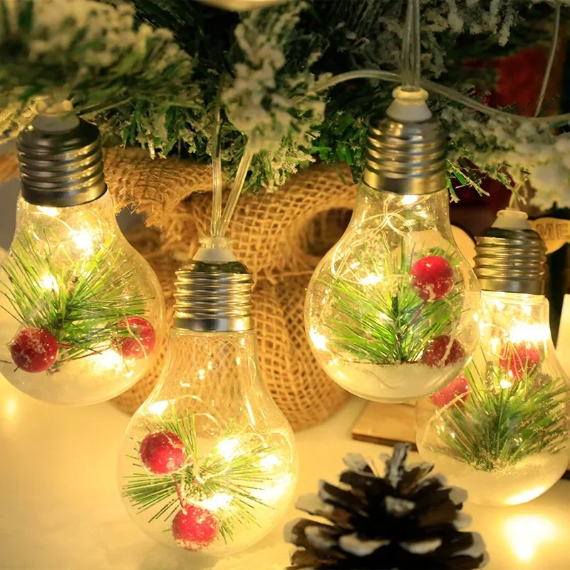 

Led Christmas Ball Bubble Pine Needle Red Fruit Snowflake Decoration Christmas Tree Pendant Decoration Copper Wire Light