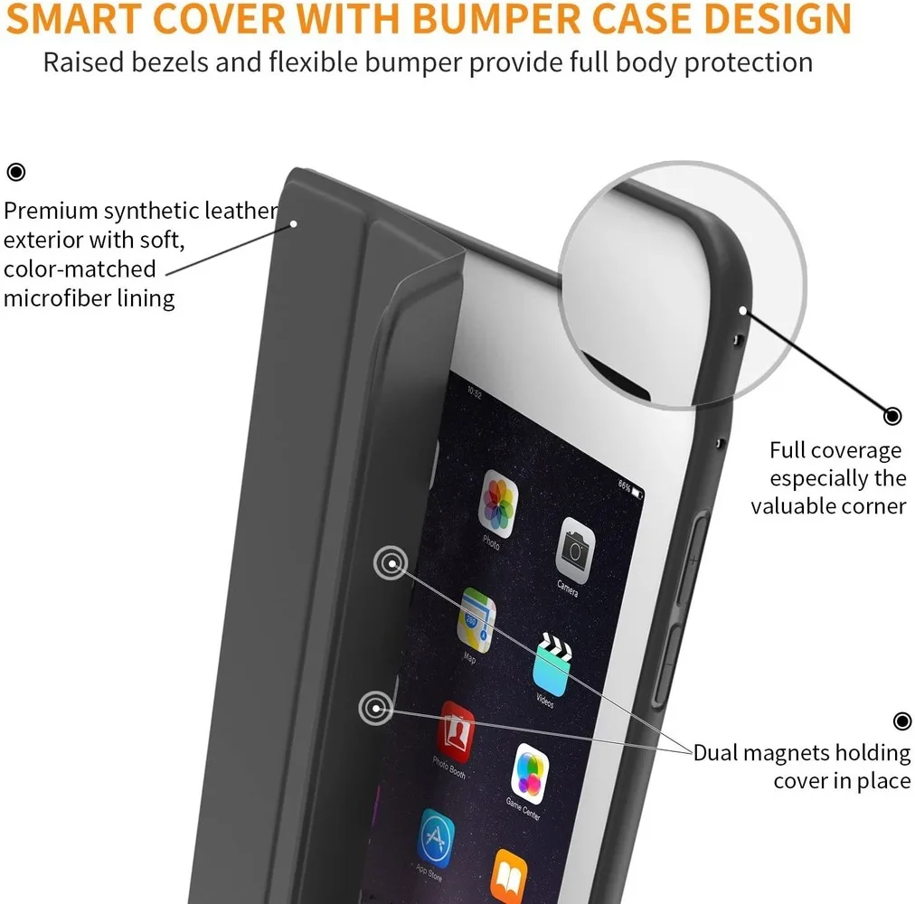 Capa para Ipad Pro 9.7 A1673 A1674 A1675 10.2 para Ipad 9ª Geração 2023 Ipad 8ª Ipad Air 9.7 Air 10.5 Capa Magnética Fosca Macia com Suporte para Despertar Hibernar - Imagem 5