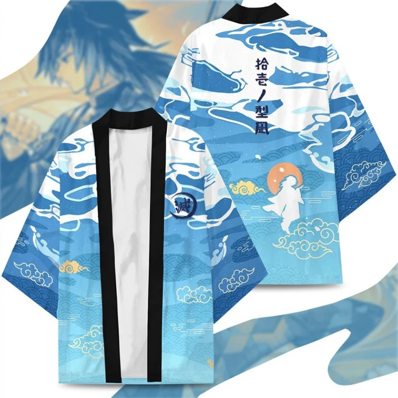 

New Summer Men Japanese Anime Kamado Tanjirou 3D Print Yukata Haori Jacket Women Japan Kamado Nezuko Cosplay Traditional Costume