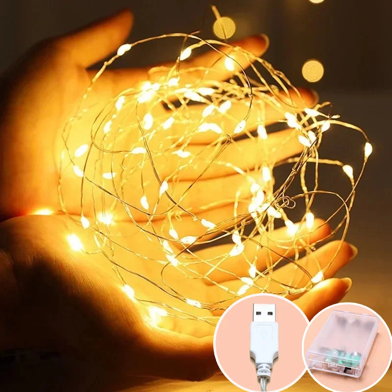 

2/3/5/10/20M LED String Lights Copper Silver Wire Garland Light Waterproof Fairy Lights for Christmas Wedding Party Decoration