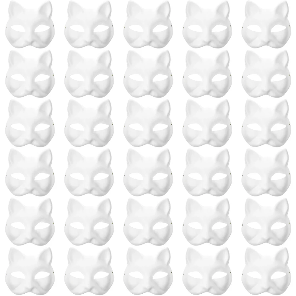Masquerade Blank Mask Cat Masks DIY Unpainted Half Face Mask Halloween Festival Cosplay Props
