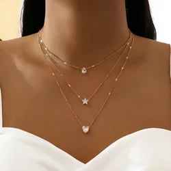Elegant Zircon Pendant Necklace - Multilayer Choker for Women, Fashionable Party Jewelry Gift (1)